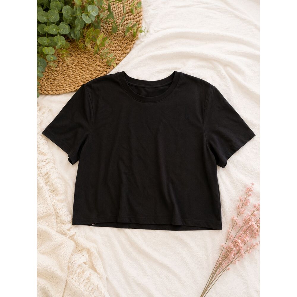 Yitty Black Crew Neck Short Sleeve Stretch Tee Shirt Women's XL